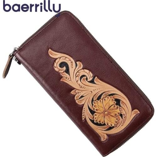 High-capacity Genuine Leather Wallet Coin Purse Girl Womens Wallets And Purses Long Clutch Bags Card Holder Female Phone Case