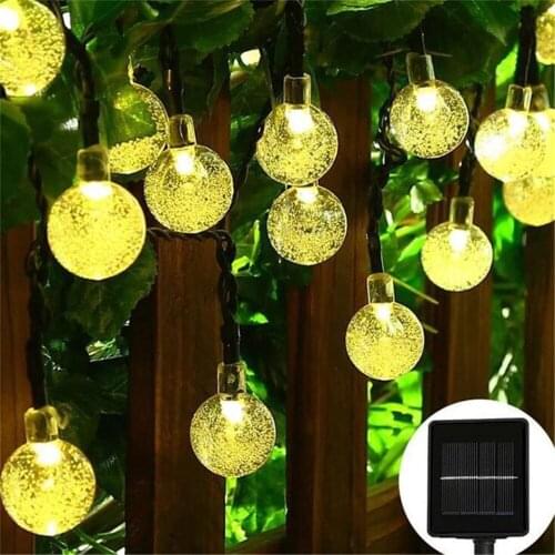 2m 20LED Waterproof Christmas Crystal Bubble Ball Solar String Light for Lawn Wedding Party Decor