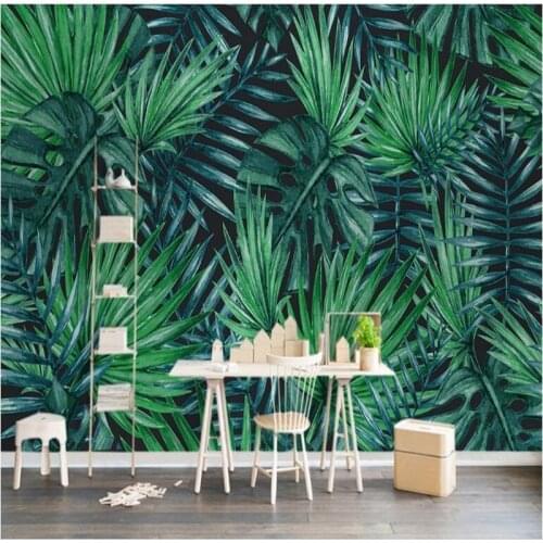 Wellyu Custom large frescoes beautiful Scandinavian simple tropical plant background wall painting non - woven wallpaper