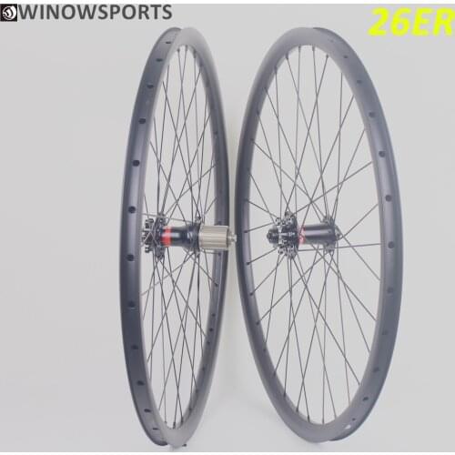 WINOWSPORTS MTB 26er carbon wheels 6 bolts thru axle 142*12mm or QR 135*9mm mtb XC 26 inch clincher disc Wheel