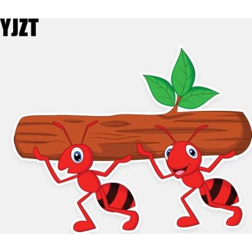 YJZT 12.2*9.5CM Cartoon Lovely Carry Wood Ants Decor Car Stickers Bumper Personalized 11A0667