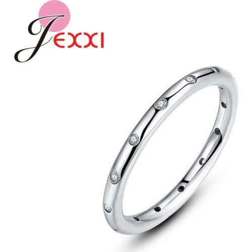Fashion Brand 925 Sterling Silver Rings For Women Charm Classic Round AAA Cubic Zircon Engagement Wedding Bands Jewelry