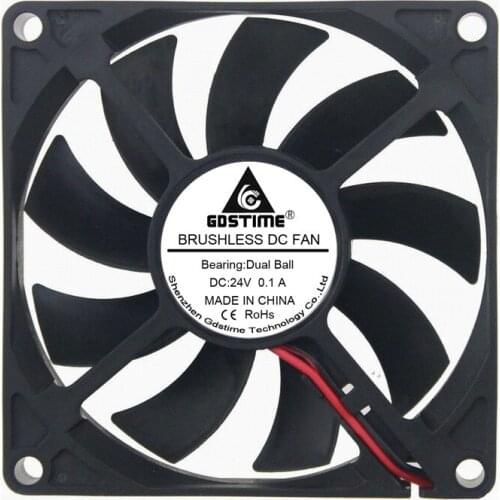1PCS Gdstime 80x80x15mm Cooler DC 24V 2Pin 80mm 8cm 8015 Dual Ball Brushless Computer Case Cooling Fan