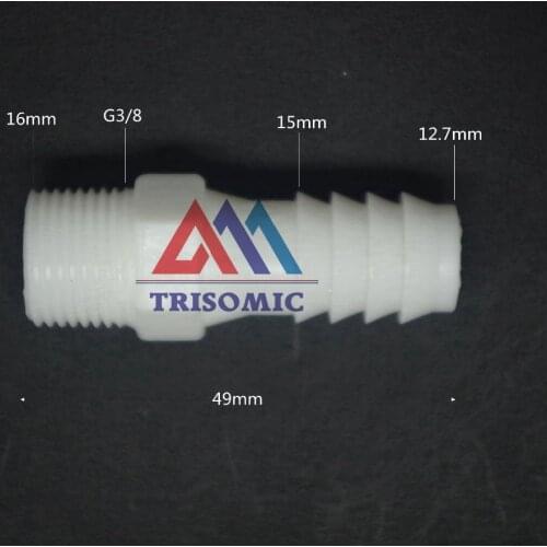 12.7mm-G3/8 Straight Connector Plastic pipe Fitting Barbed Connector with thread Material PE