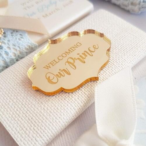 12x Personalized Baby Name Golden Acrylic Custom Baby Shower Plaque Chocolate Bar Decoration Baby Baptism Wedding Party Supplies