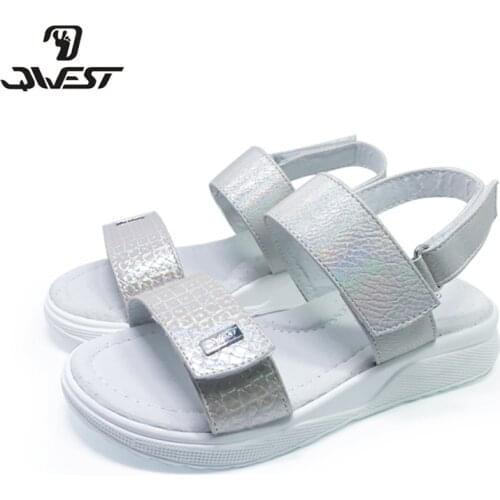 FLAMINGO 2020 Brand Cut-Outs Summer Hook&Loop Casual Sandals Leather Insole Pricness Outdoor Shoes Flat SIZE 33-38#201S-SS-1681