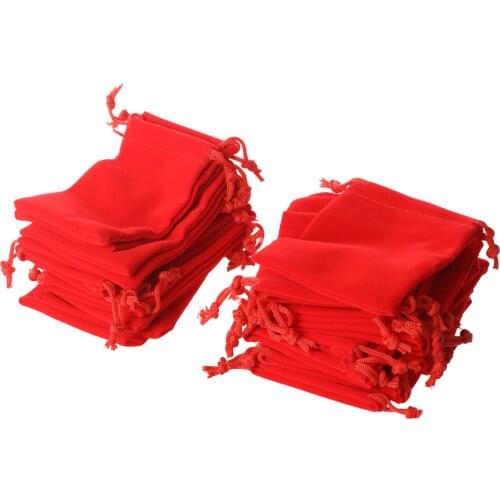 25 X velvet jewelry gift bag velvet Red