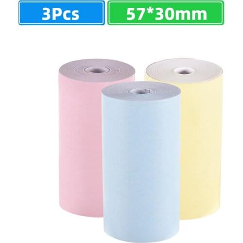 3 Rolls Color Thermal Paper Roll 57*30mm Photo Paper Clear Printing for PeriPage A6 A8 PAPERANG P1/P2 Mini Pocket Photo Printer