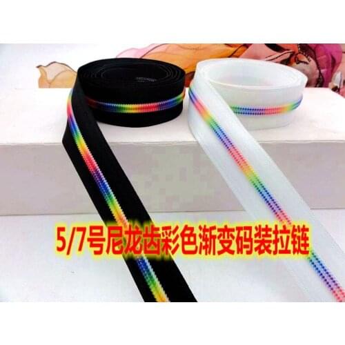 5# size7 plactic nylon zippers/fashioncolorful/used for bags shoes/coil/free cut/documents pouch/DIY toy accessories/Manual work