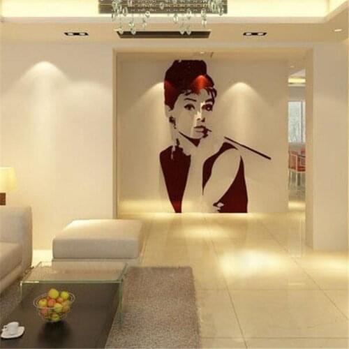 Audrey Hepburn Acrylic 3d three-dimensional wall stickers living room TV background wall Home Decoration sticker Christmas Gift