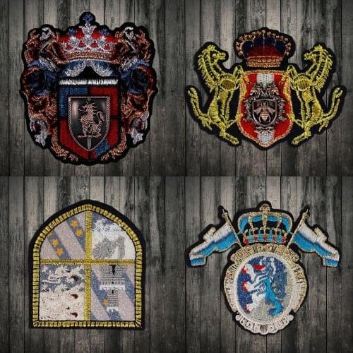 Glitter Glod Crown Star Gold Horse Badges Fabric Patches Embroidery Applique Sew on Clothes Shoes Bag Craft Decorated Sewing