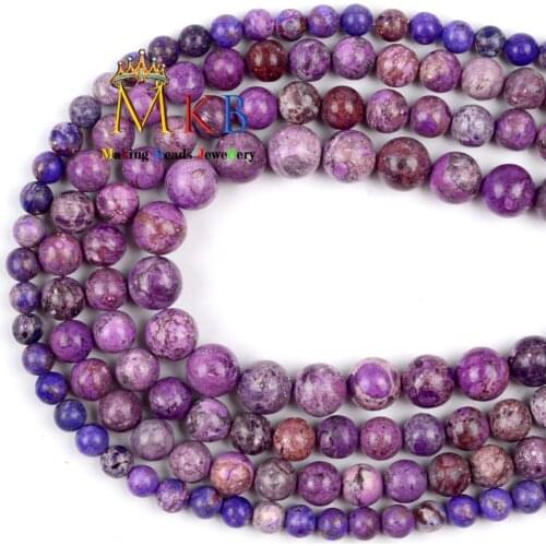 Natural Purple Imperial Turquoises Round Jaspers Stone Beads For Jewelry Making 6 8 10mm Diy Bracelet Necklace Findings 15"