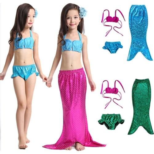 Girls Mermaid Tails Swimming Dresses Cosplay Costume Beach Clothes Little Children Mermaid Swimsuit for Kids Swimmable Costumes