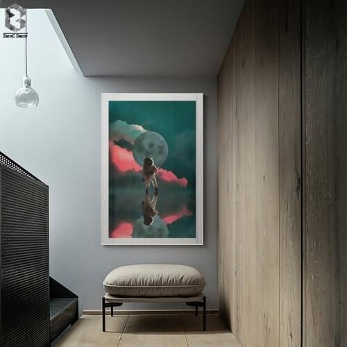 Fantastic Astronaut Back From The Moon Wall Painting Canvas Posters Art Prints for Boys Room Wall Decor Gift for Back To School