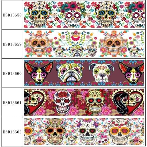 HuangTao 22MM 25MM 38MM 50MM 75mm Printed Pattern on Grosgrain Ribbon for diy ribbon