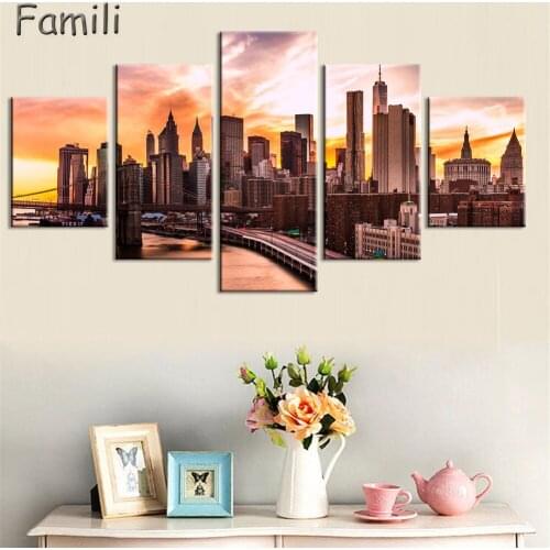5 Panels New York city picture canvas painting Modern wall picture for living room unframed decorative art print on canvas