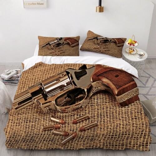 2/3 Pieces Pistol Bullet Bedding Set 3D Print Military Weapon Duvet Cover Set Comfortable Warm Bed Quilt Cover For Kid Cover Set