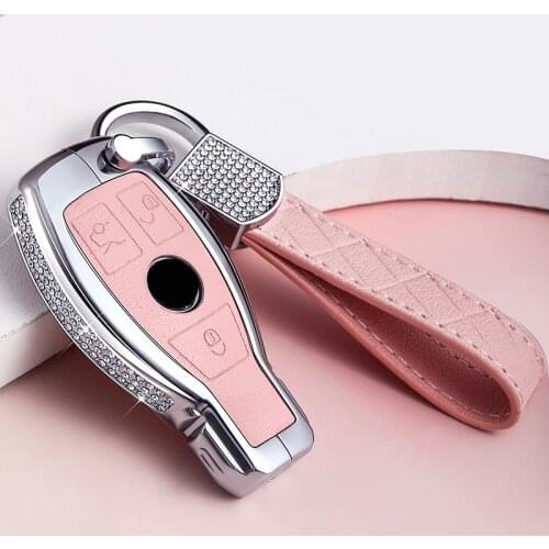 Leather Car Key Case Keychain Cover Chain For Mercedes Benz E C S Class W210 W211 W212 W251 C180 E200 CLK CLS CLA Accessories