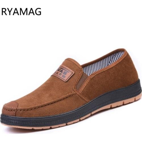 RYAMAG Loafers Spring 2021 New Soft Bottom Mens Casual Shoes Breathable Middle-aged and Elderly Dad Shoes Cloth Shoes Men