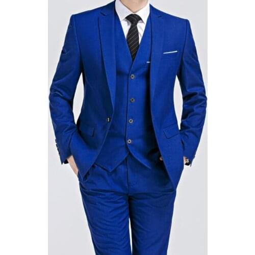 Fashion Luxury High Quality Sky Blue Men Suits Slim Fit Groom Tuxedo For Wedding Business Party Clothing (Jacket+Pants+Vest)
