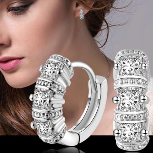 Fashion silver color stud earring jewelry luxury buckle AAA Rhinestone inlaid "U"design ear buckle earrings women jewelry