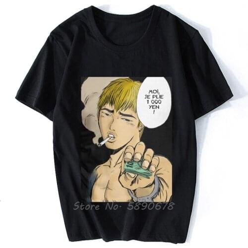 Mens T-Shirts GTO I Fold 1,000 Yen Funny Tees Short Sleeve Great Teacher Onizuka Japan Manga T Shirt O Neck Clothing Harajuku