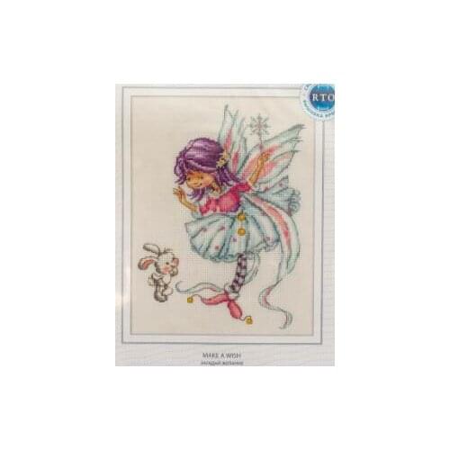 Gold Collection Lovely Counted Cross Stitch Kit Make a Wish Little Fairy Angel and Bunny Rabbit Dancing Dance rto