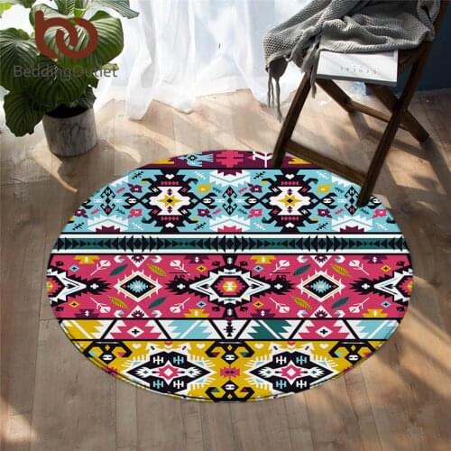 BeddingOutlet Aztec Round Area Rug Rainbow Colorful Carpet for Bedroom Vintage Living Room Rug Geometric tapis Dropshipping