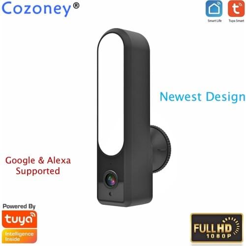 Floodlight Camera Tuya Smart 1080P HD WiFi Camera Outdoor with Waterproof LED Lamp Wall Camera IP Support Alexa Google Control