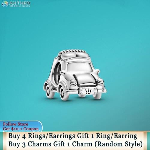 Ahthen 925 Sterling Silver Electric Car Charm fit Original Pandora Bracelets for Women Jewelry Making Girl DIY Jewelry