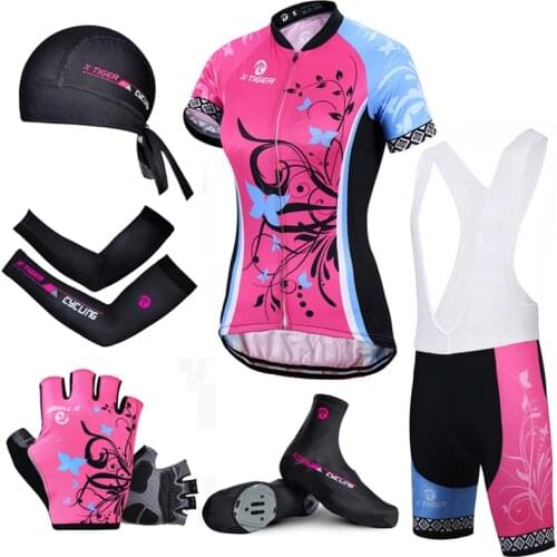 X-Tiger Pro Womens Cycling Jersey Set Quick-Dry Bike Wear Cycling Clothes Breathable Mountain Bicycle Cycling Clothing Suit