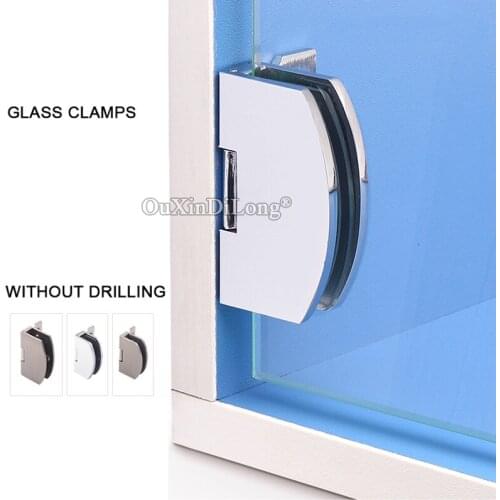 Hot 10PCS Glass Cabinet Clamps Clips Display Wine Cabinet Door Hinges for Cupboard Shoebox Bookcase Cabinet No Drilling