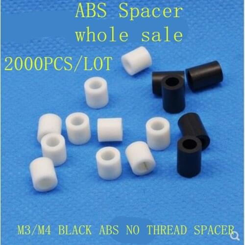 2000pcs wholesale M3 M4 white or black ABS Rround spacer standoff White Nylon Non-Threaded Spacer Round Hollow Standoff Washer