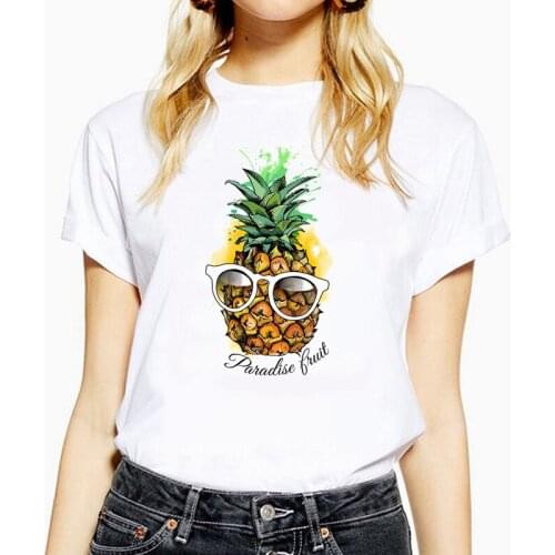 2020 Hot Sale Fashion fruit pineapple Design Womens Creative Printed T-shirt Short Sleeve women Funny Tops Hipster Casual Tee