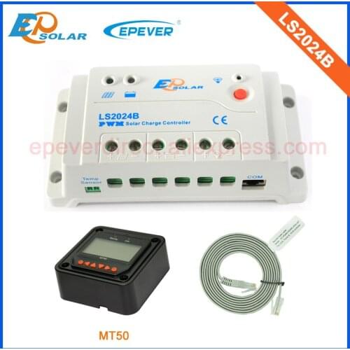 24V PWM battery work controller charging solar panels system LS2024B 20A MT50 remote Meter 12V 300W solar panels application