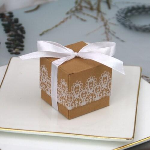 5pcs Kraft Paper Candy Box Cardboard Marbling Style Handmade DIY Favor and Gift Package Home Christmas Party Wedding Decoration
