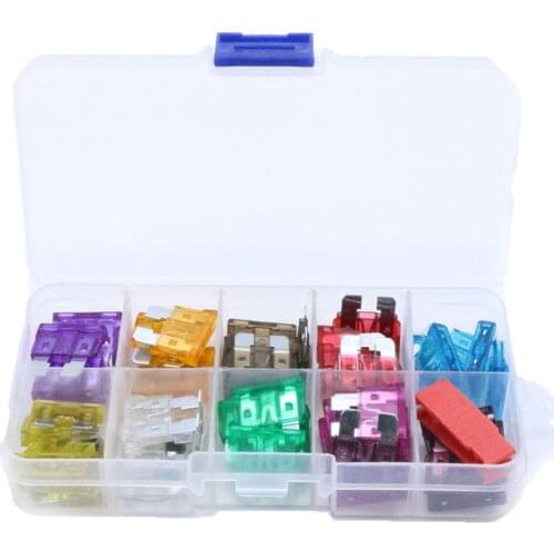 50Pcs 3-40Amp Assorted Car Motorcycle Truck Blade Fuse Set Kit with Storage Box