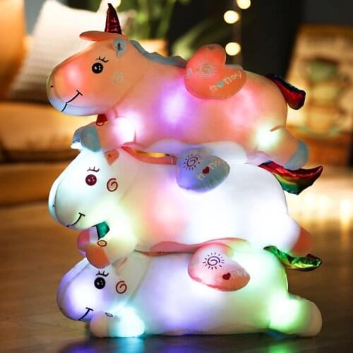 50cm Kawaii Plushie Unicorn Light Up Plush Toys Stuffed Animal Dolls Lovely Glowing LED Unicorn Pillow Cute Gifts for Girls Kids