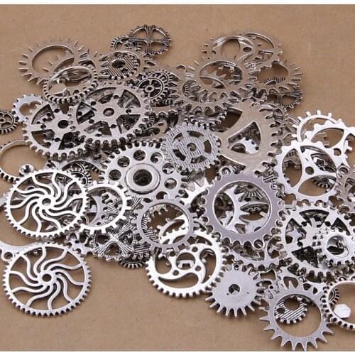 500g Wholesale Mixed Alloy Gear Pendant Connector Charms Pendants for Bracelet Necklace DIY Jewelry Finding