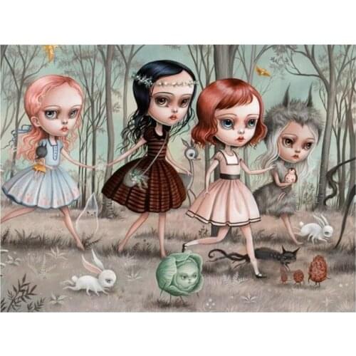 Full Drill Square Round Diamond Painting Cartoon Girl Sisters Embroidery Mosaic Picture Of Rhinestones 5D Christmas GiftZP-3090