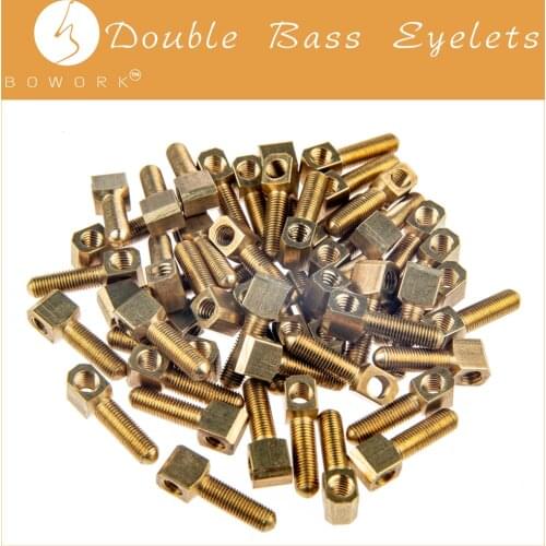 BOWORK 50 Pcs Double Bass Bow Eyelets Brass Standard Thread Normal Shank Bow Replacement DIY Bow Parts
