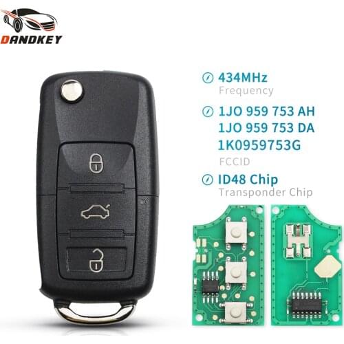 Dandkey 434MHz ID48 Chip 1K0 959 753 G Remote Key For VW Golf Passat Polo SKODA Octavia 2004 - 2010 Car Key Auto 1K0959753G