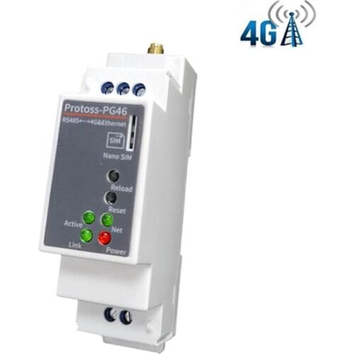 DIN-Rail Serial Port RS485 to 4G LTE-TDD LTE-FDD Ethernet Converter IOT Server Device Protoss-PG46 Support Modbus