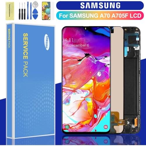 Super AMOLED 6.7'' Display For Samsung Galaxy A70 A705 LCD Display Touch Screen Digitizer Assembly With Frame Replacement Parts