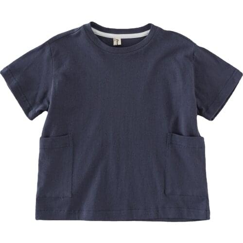 2021 new summer big pocket baby girls boys tshirt casual loose summer tops tolddler kids clothes