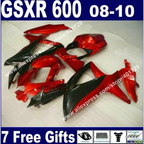 Hot sale Fairings for SUZUKI 2008 2009 2010 GSXR 600 750 K8 08 09 10 GSXR600 GSXR750 glossy red black with heatshield set SX74
