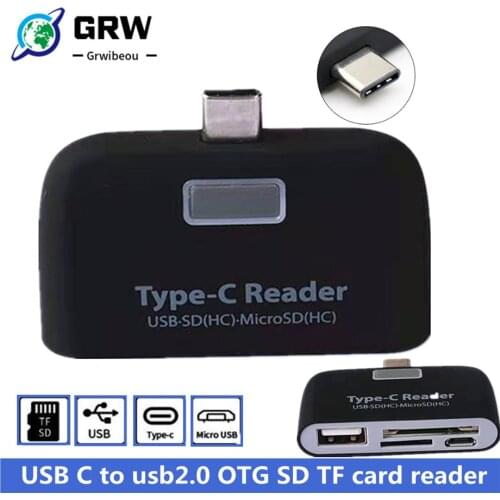 GRWIBEOU Type-C Card Reader USB-C To USB 2.0 SD/Micro SD/TF OTG Card Adapter For Phone Laptop Type C Multifunction Converter