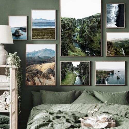 Picture Home Decor Landscape Printing Nordic Art Poster Moutain Nature Lake Canvas Wall Art Frameless Living Room Decor