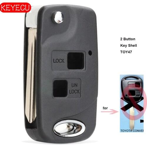 Keyecu Folding Flip Remote Key Shell Keykess Case Fob 2 Button for Toyota Yaris Carina Corolla Avensis TOY47 Blade