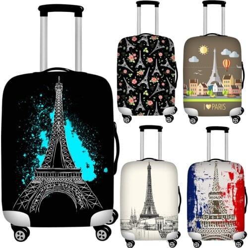 Classic Eiffel Tower Print Travel Luggage Covers Zipper Closure Trolley Suitcase Protector Cover Stretch Baggage Cover 18-32inch